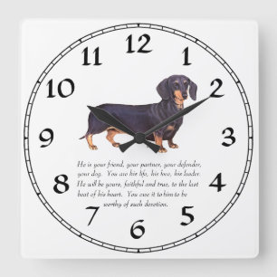 Dachshund Keepsake - Male Quadratische Wanduhr