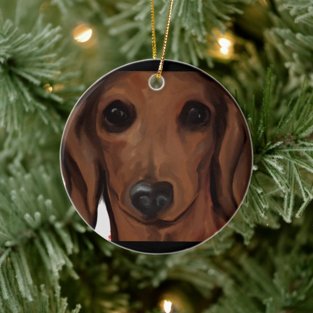 DACHSHUND             KERAMIK ORNAMENT (Baum)