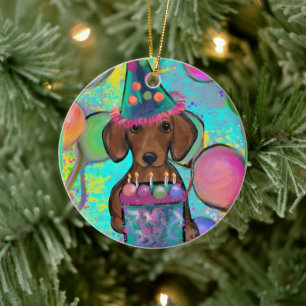 Dachshund Keramik Ornament