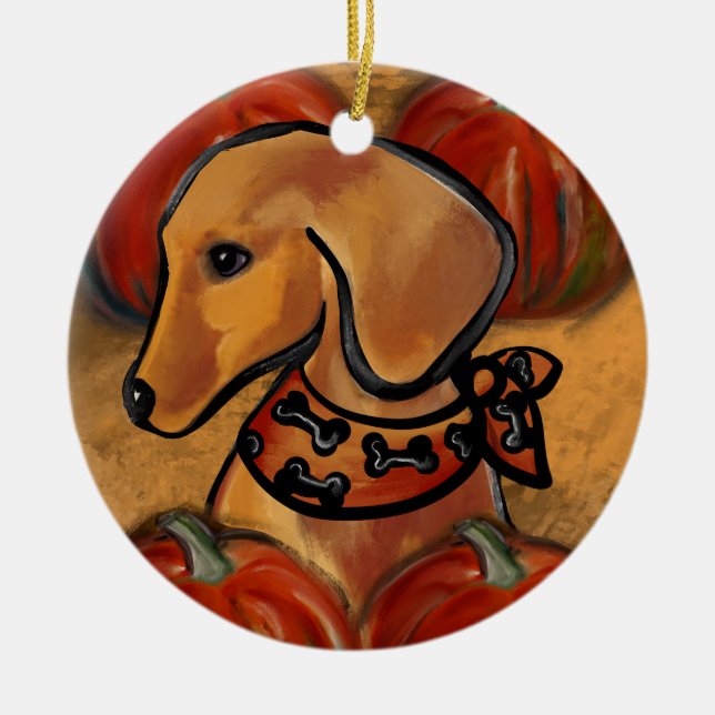 DACHSHUND      KERAMIK ORNAMENT (Vorne)