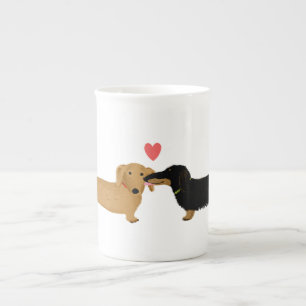Dachshund Kiss with Heart Cute Wiener Dogs Love Prozellantasse