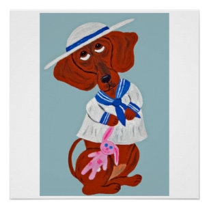 Dachshund-Klapp-Grußkarte Poster