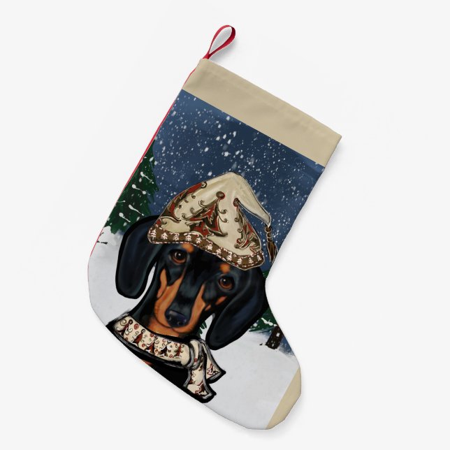 Dachshund Kleiner Weihnachtsstrumpf (Vorderansicht (hängend))