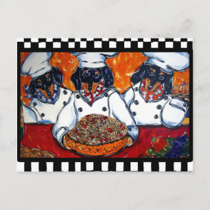 Dachshund Köche Postkarte