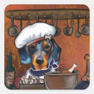 Dachshund Köche Quadratischer Aufkleber