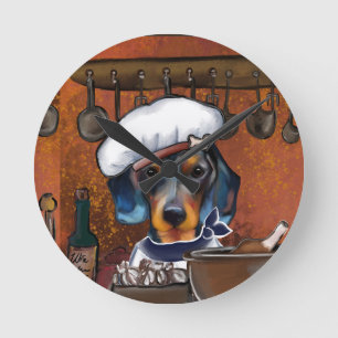 Dachshund-Köche Runde Wanduhr