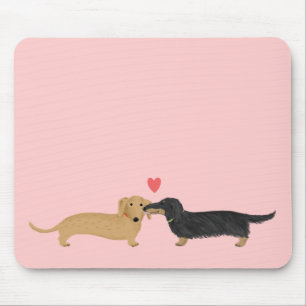 Dachshund Kuss mit Herz auf Rosa Mousepad