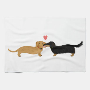 Dachshund-Kuss mit Herz Küchentuch