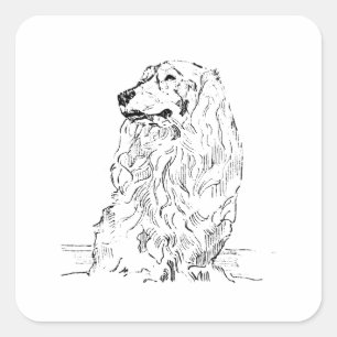 Dachshund – Langhaariger Dackel Quadratischer Aufkleber