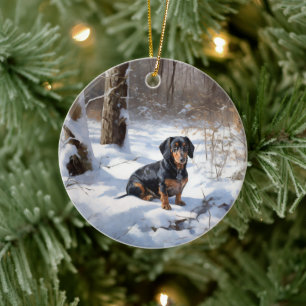 Dachshund Lass es schneien Weihnachten Keramik Ornament