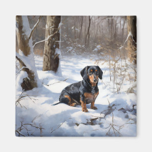 Dachshund Lass es schneien Weihnachten Magnet