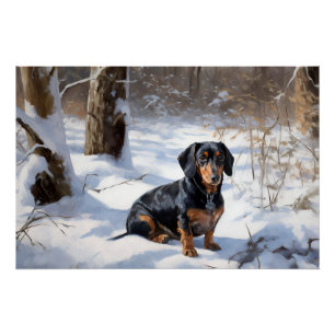 Dachshund Lass es schneien Weihnachten Poster