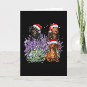 Dachshund Lavender Flower Christmas Gift For Her Karte