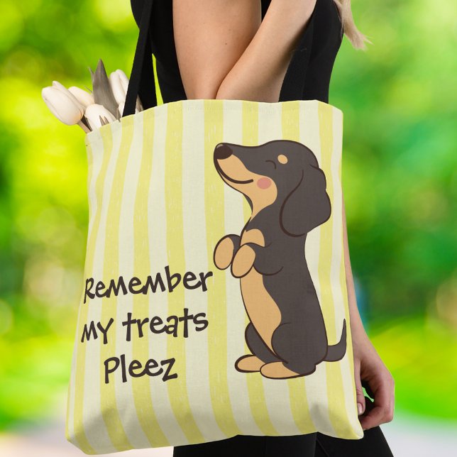 Dachshund-Leckereien Gelber Streifen Typografie (Von Creator hochgeladen)
