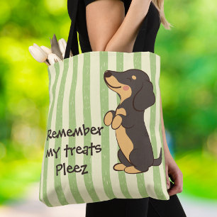 Dachshund-Leckereien Grün gestreifte Typografie