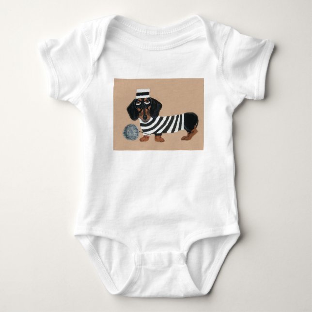 Dachshund Leckerli Dieb Knastvogel Baby Strampler (Vorderseite)