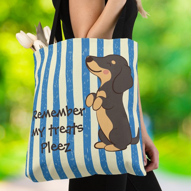 Dachshund Leckerlis Blaue Streifen-Typografie (Von Creator hochgeladen)