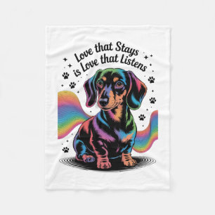 Dachshund-Liebe, die bleibt, ist Liebe, die zuhört Fleecedecke