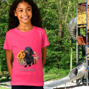 Dachshund-Liebe-Hund im Wildblumen-Design T-Shirt
