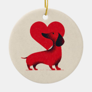 Dachshund Liebe – Süßes Hunde Herz Design Keramik Ornament