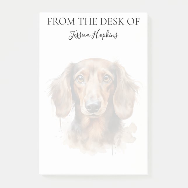 Dachshund-Liebhaber monogrammierter Hund Post-it Klebezettel (Vorderseite)