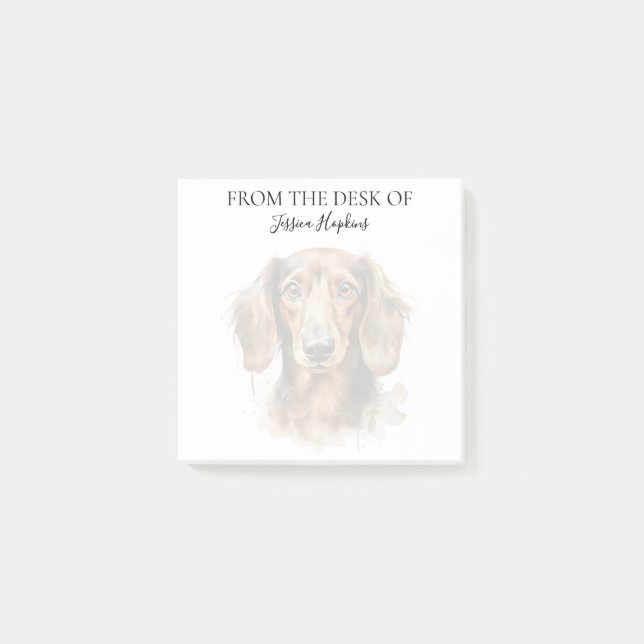 Dachshund-Liebhaber monogrammierter Hund Post-it Klebezettel (Vorderseite)