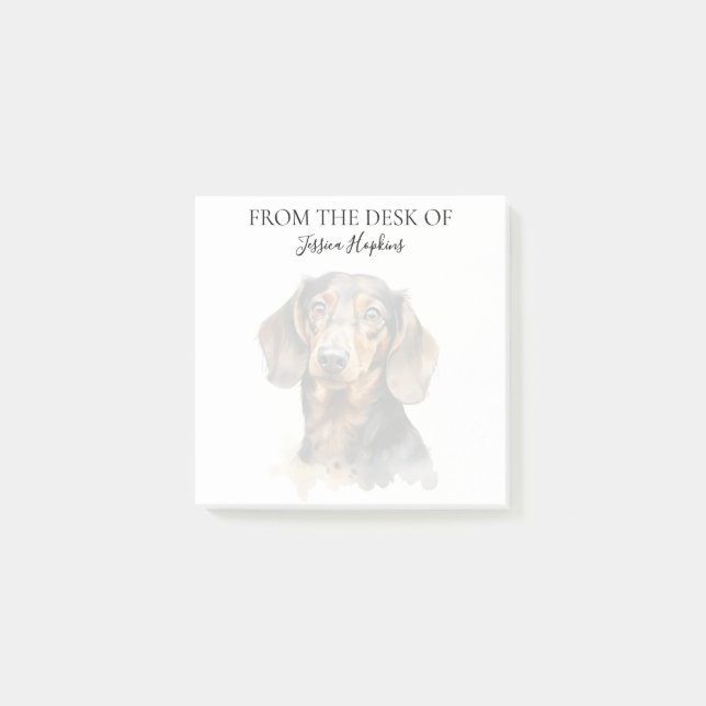 Dachshund-Liebhaber monogrammierter Hund Post-it Klebezettel (Vorderseite)