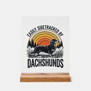 Dachshund Liebhaber-Shirt Leicht Abgelenkt Retro-K Acrylschild