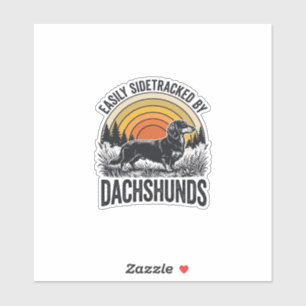 Dachshund Liebhaber-Shirt Leicht Abgelenkt Retro-K Aufkleber