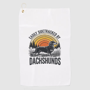 Dachshund Liebhaber-Shirt Leicht Abgelenkt Retro-K Golfhandtuch