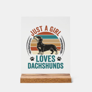 Dachshund-Liebhaber-Shirt Vintage-Sonnenuntergang- Acrylschild