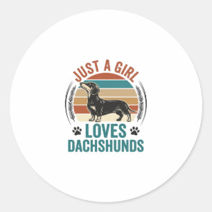 Dachshund-Liebhaber-Shirt Vintage-Sonnenuntergang- Runder Aufkleber