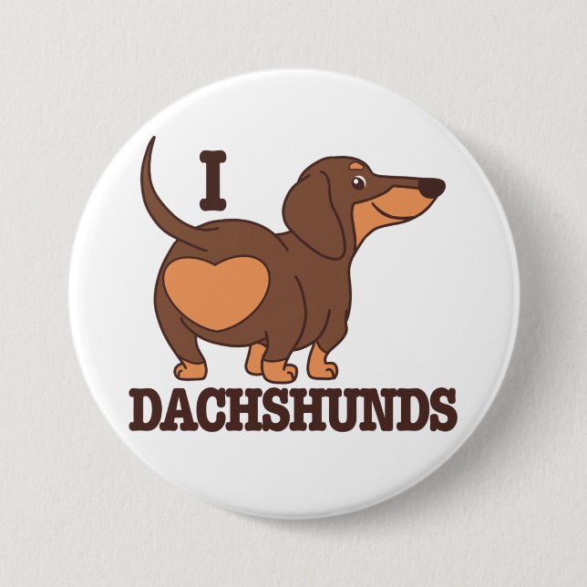 Dachshund Liebt Hund Knopf Button (Vorderseite)