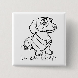 Dachshund-Linienkunst - Low Rider Lifestyle Button