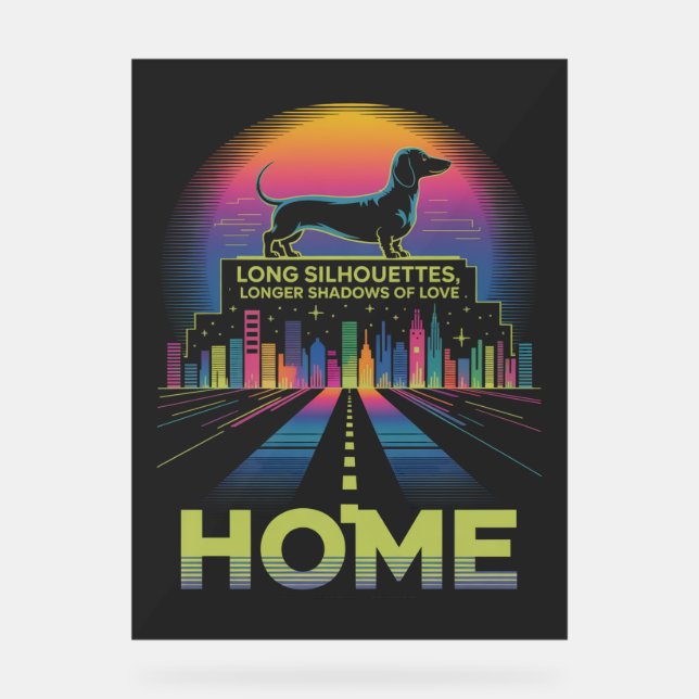 Dachshund Long Silhouettes, Longer Shadows Of Love Acrylschild (Vorderseite)