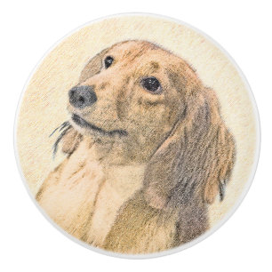 Dachshund (Longhaired) Painting - Original Dog Art Keramikknauf
