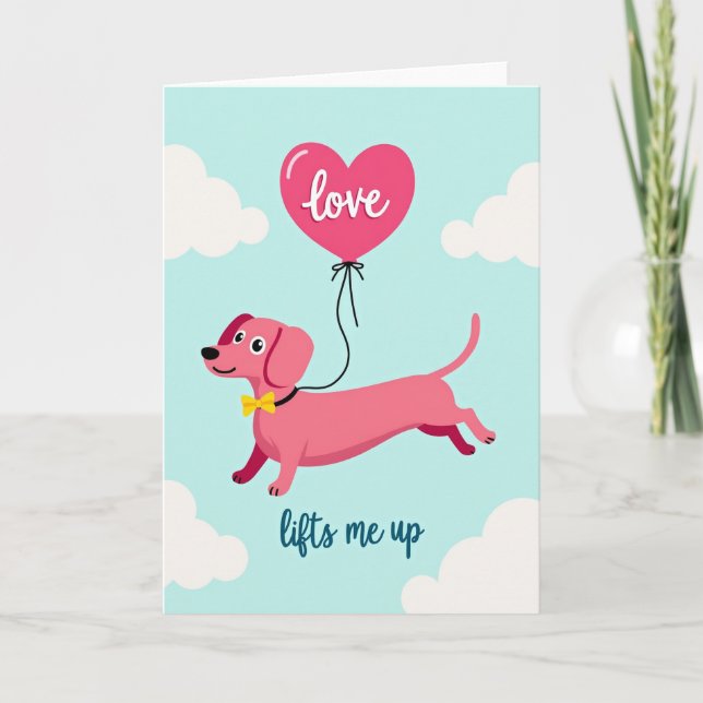 Dachshund Love Lifts You Up Card Karte (Vorderseite)