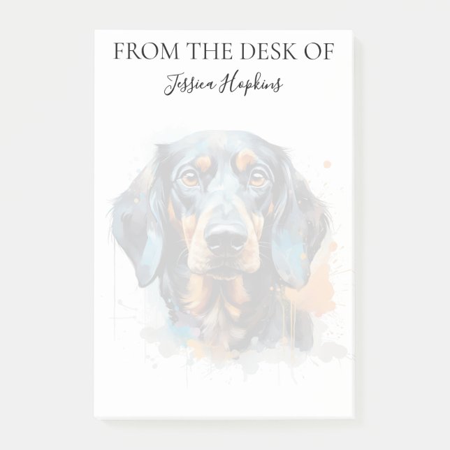Dachshund Lover Monogrammed Dog Post-it Klebezettel (Vorderseite)