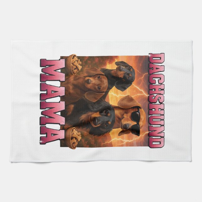 Dachshund-Mama Geschirrtuch (Horizontal)