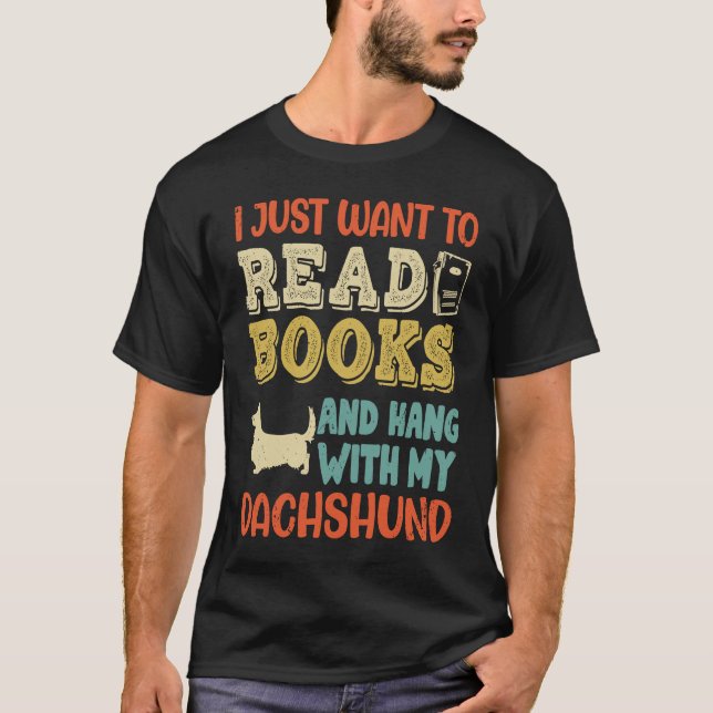 Dachshund Mama Ich Will Only Read Books Hanging Do T-Shirt (Vorderseite)