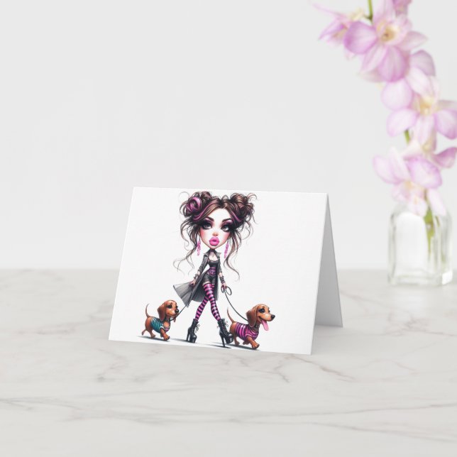 Dachshund-Mama Muttertag Karte (Orchidee)