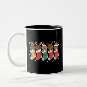 Dachshund Mama Weihnachten Hundeliebhaber Geschenk Zweifarbige Tasse