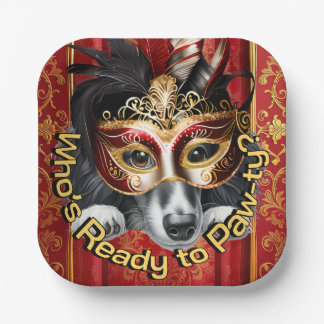 Dachshund-Maske Paw-ty-Teller | Rot Gold Pappteller