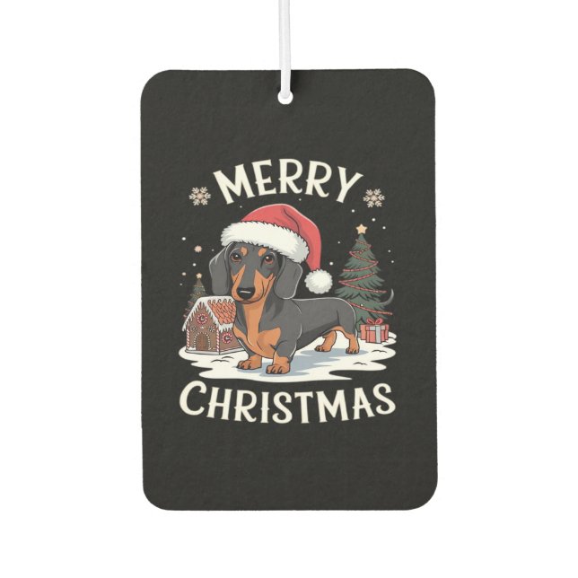 Dachshund Merry Christmas Classic T-Shirt Autolufterfrischer (Vorderseite)