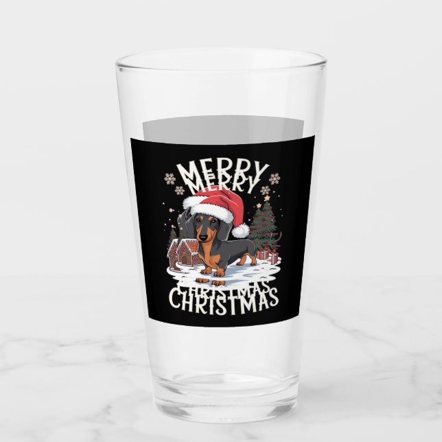 Dachshund Merry Christmas Classic T-Shirt Glas (Vorderseite)