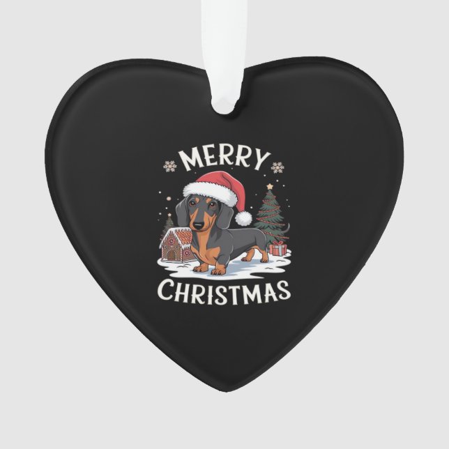 Dachshund Merry Christmas Classic T-Shirt Ornament (Vorderseite)