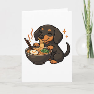 Dachshund mit Nudeln Ramen Kawaii Hund Karte