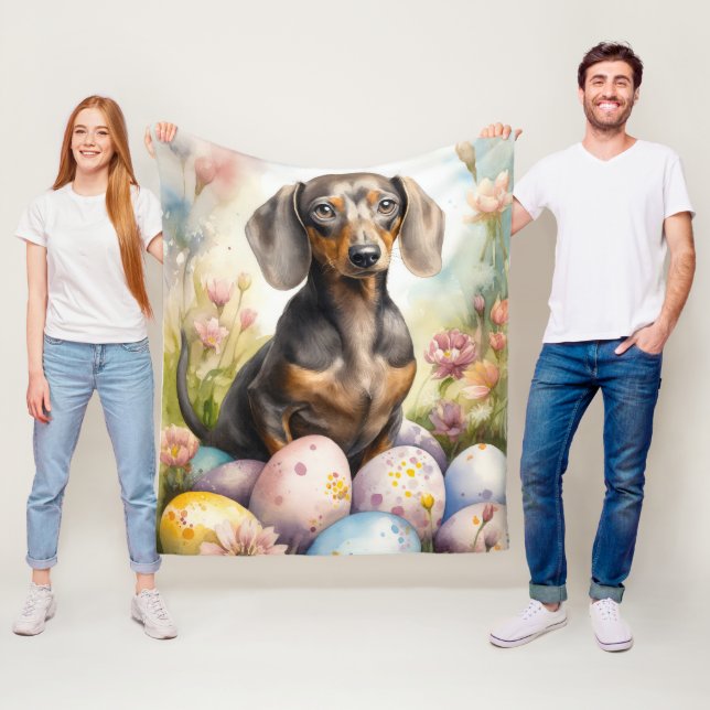 Dachshund mit Ostereiern Fleecedecke (Beispiel)
