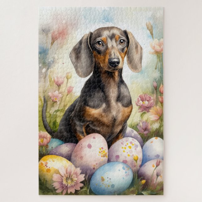 Dachshund mit Ostereiern Puzzle (Vertikal)