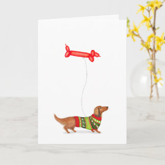 Dachshund mit Sausage Dog-Ballon-Weihnachtskarte Karte